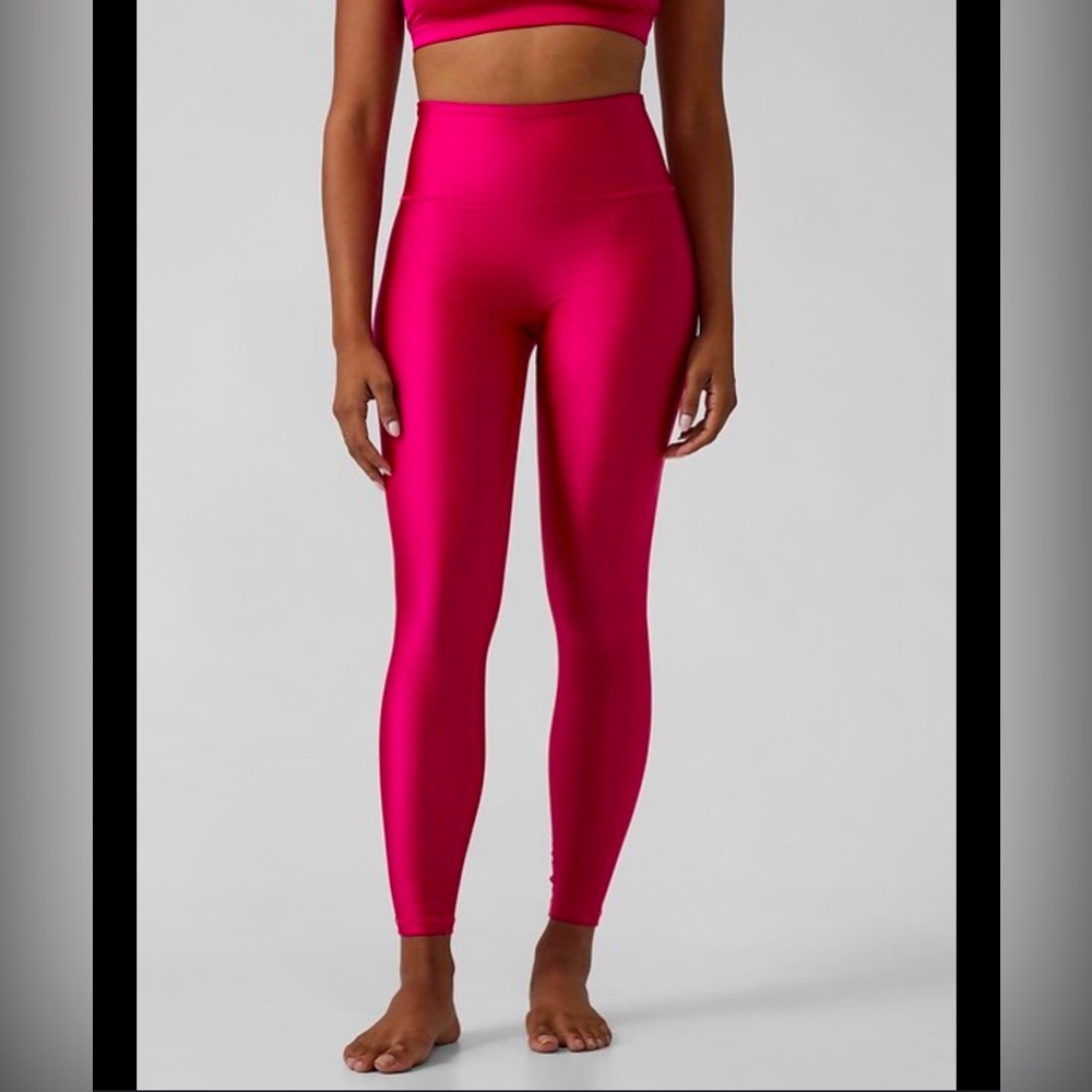 Hot pink shiny Athleta Elation leggings